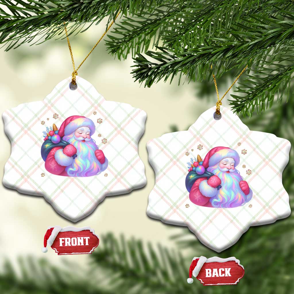 Iridescent Christmas Santa Printed Coquette Xmas Ceramic Ornament TS11 Print Your Wear