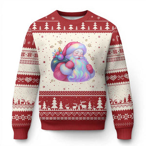 Iridescent Xmas Santa Printed Coquette Xmas Ugly Christmas Sweater TS11 Beige Red Print Your Wear
