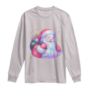 Iridescent Christmas Santa Printed Coquette Xmas Long Sleeve Shirt TS11 Ice Gray Print Your Wear