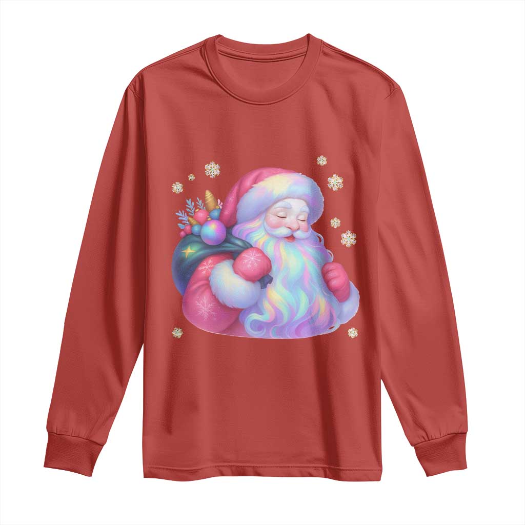 Iridescent Christmas Santa Printed Coquette Xmas Long Sleeve Shirt TS11 Red Print Your Wear