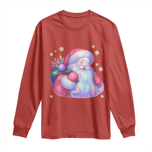 Iridescent Christmas Santa Printed Coquette Xmas Long Sleeve Shirt TS11 Red Print Your Wear