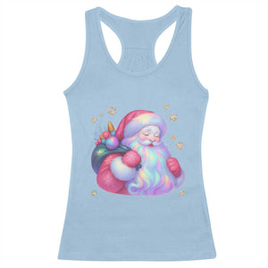 Iridescent Christmas Santa Printed Coquette Xmas Racerback Tank Top TS11 Light Blue Print Your Wear