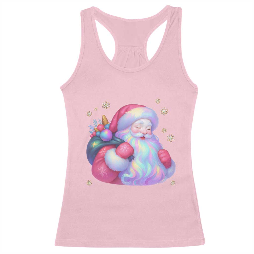 Iridescent Christmas Santa Printed Coquette Xmas Racerback Tank Top TS11 Light Pink Print Your Wear