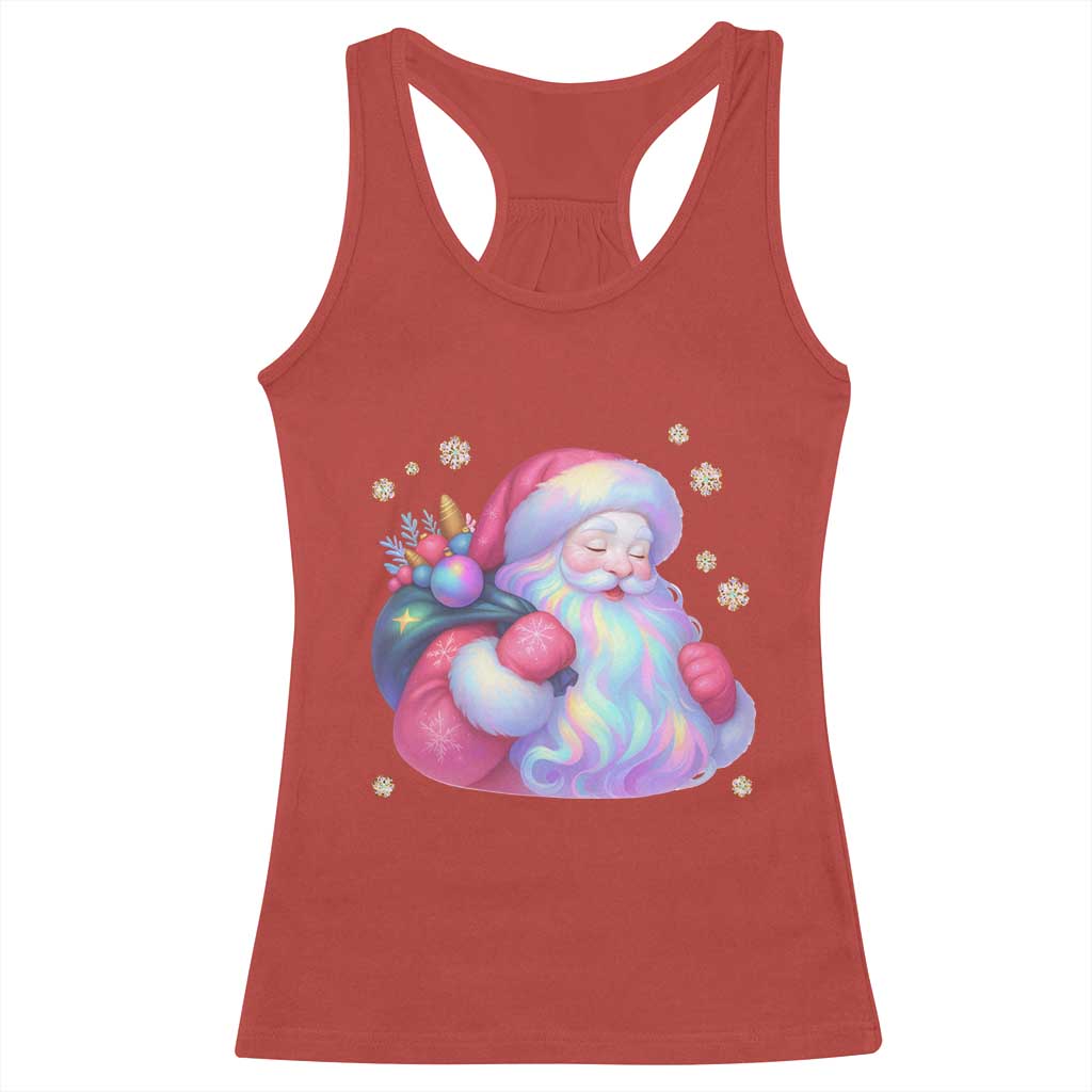 Iridescent Christmas Santa Printed Coquette Xmas Racerback Tank Top TS11 Red Print Your Wear