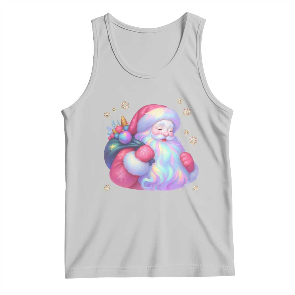 Iridescent Christmas Santa Printed Coquette Xmas Tank Top TS11 Ash Print Your Wear