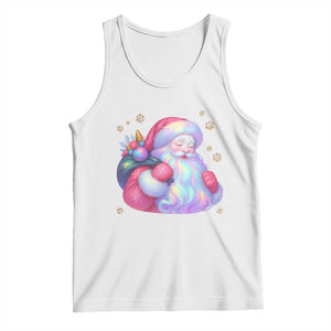 Iridescent Christmas Santa Printed Coquette Xmas Tank Top TS11 White Print Your Wear