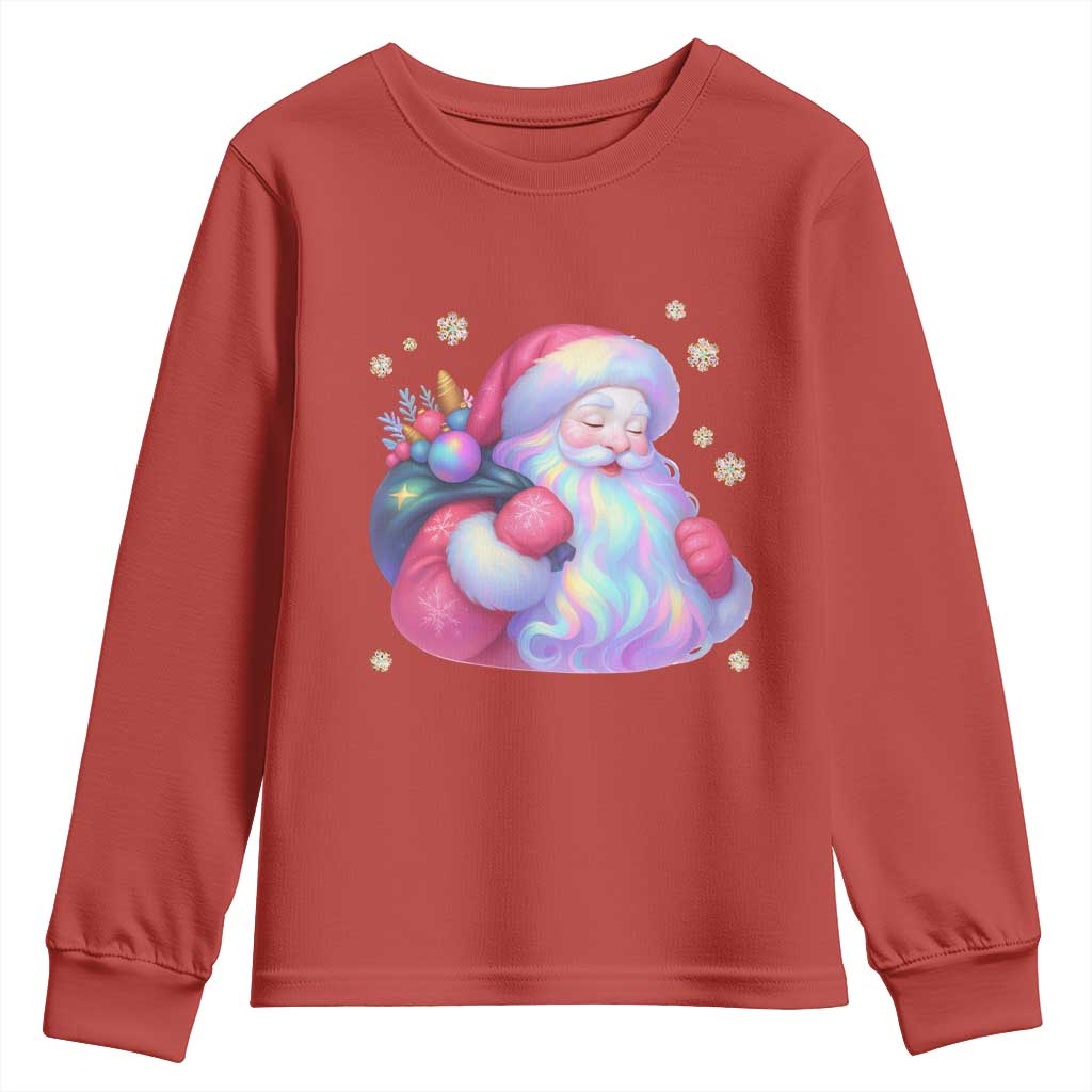 Iridescent Christmas Santa Printed Coquette Xmas Youth Sweatshirt TS11 Red Print Your Wear