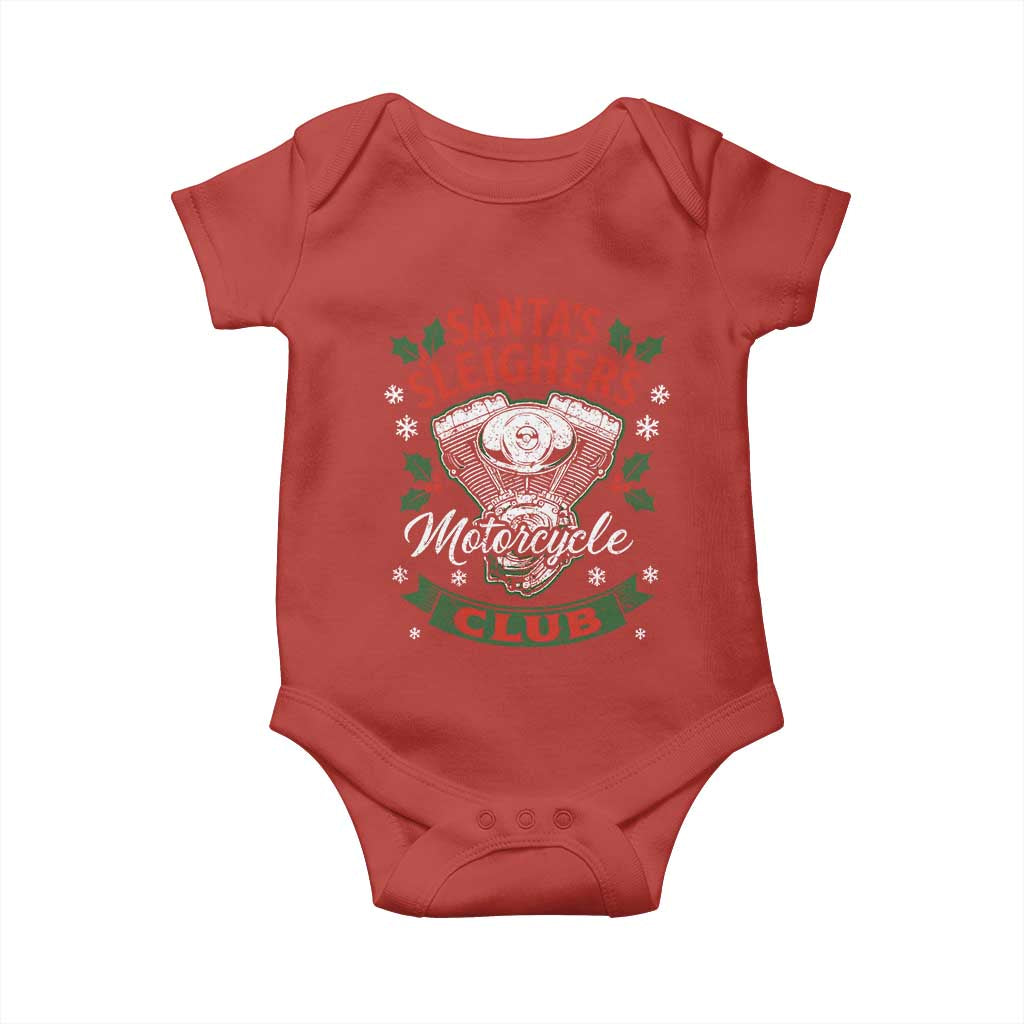 Christmas Motorcycle Biker Baby Onesie Santas Sleighers Motorcycle Club TS11 Red Print Your Wear