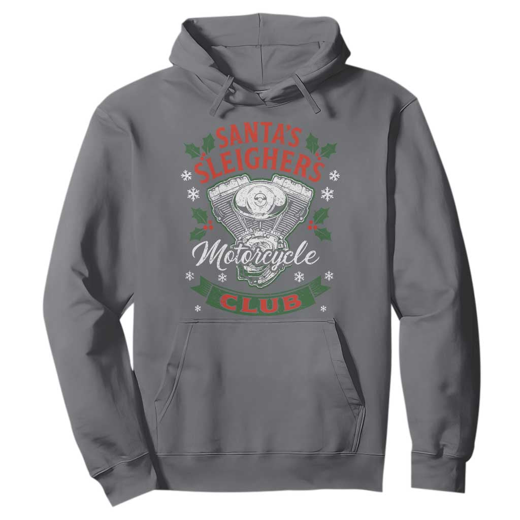 Christmas Motorcycle Biker Hoodie Santas Sleighers Motorcycle Club TS11 Charcoal Print Your Wear