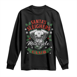 Christmas Motorcycle Biker Long Sleeve Shirt Santas Sleighers Motorcycle Club TS11 Black Print Your Wear