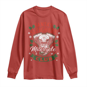 Christmas Motorcycle Biker Long Sleeve Shirt Santas Sleighers Motorcycle Club TS11 Red Print Your Wear