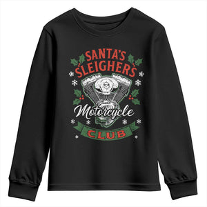 Christmas Motorcycle Biker Youth Sweatshirt Santas Sleighers Motorcycle Club TS11 Black Print Your Wear