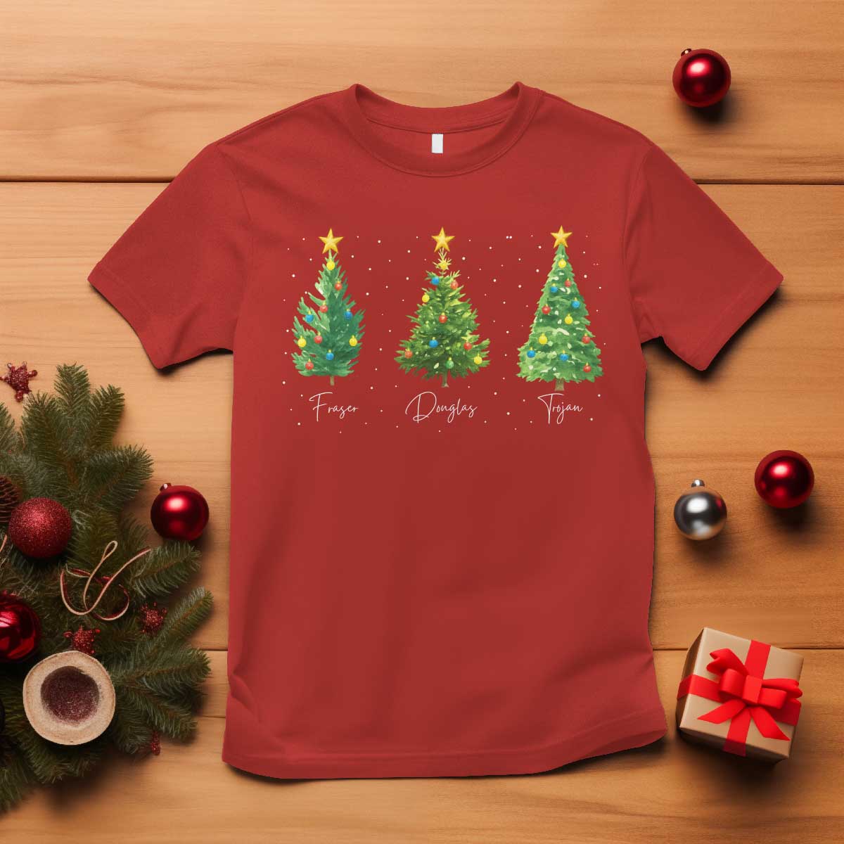 Funny Subtle FDT Resist Christmas T Shirt Fraser Douglass Trojan Xmas Tree TS11 Red Print Your Wear