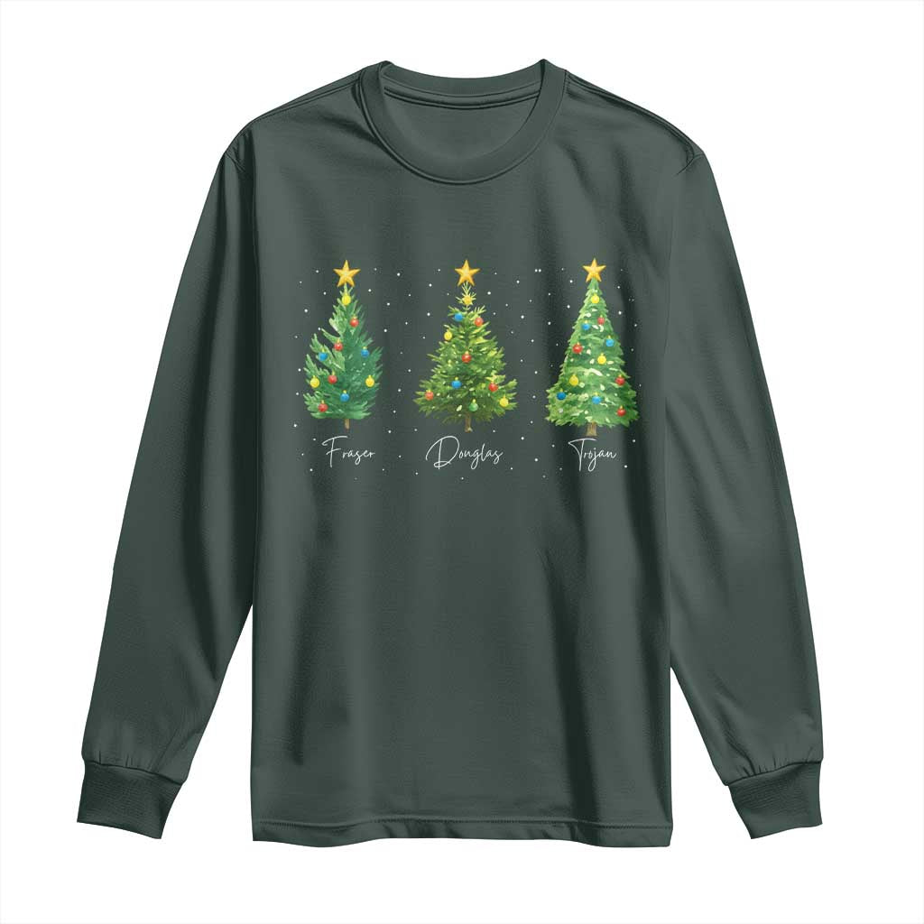 Funny Subtle FDT Resist Christmas Long Sleeve Shirt Fraser Douglass Trojan Xmas Tree TS11 Dark Forest Green Print Your Wear
