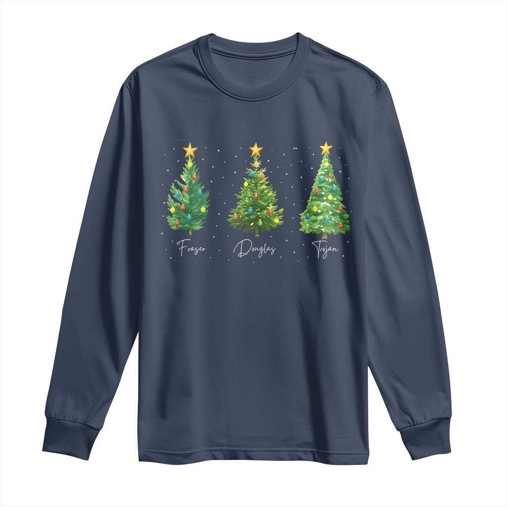 Funny Subtle FDT Resist Christmas Long Sleeve Shirt Fraser Douglass Trojan Xmas Tree TS11 Navy Print Your Wear