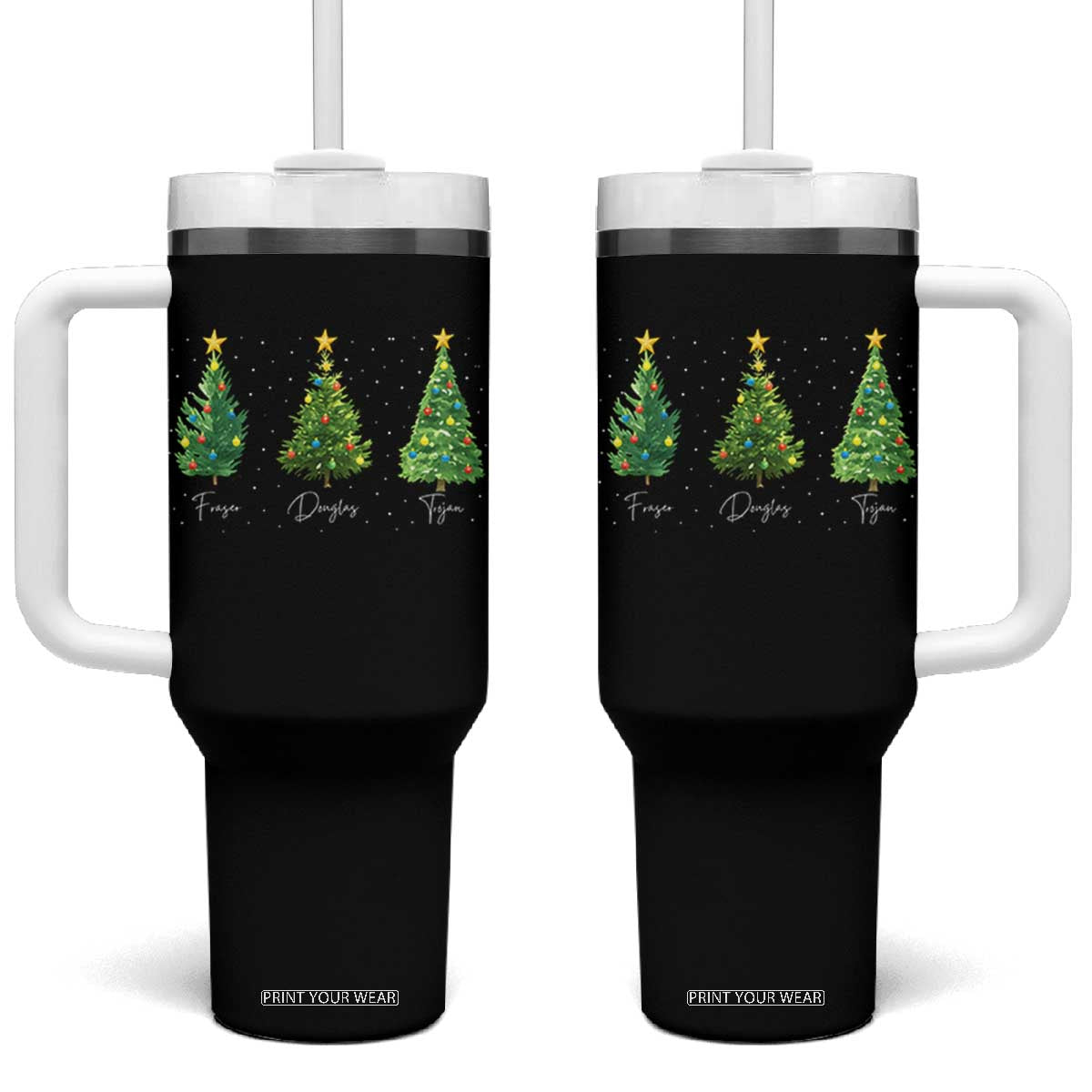 Funny Subtle FDT Resist Christmas Tumbler With Handle Fraser Douglass Trojan Xmas Tree TS11 One Size: 40 oz Black Print Your Wear