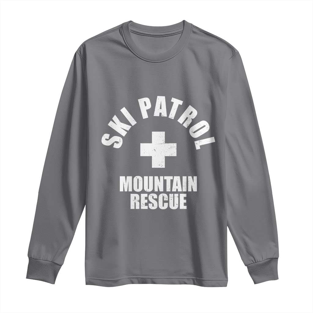 Ski Patrol Mountain Rescue Long Sleeve Shirt Winter Slopes Skiing Snowboarding TS11 Charcoal Print Your Wear