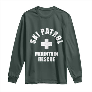 Ski Patrol Mountain Rescue Long Sleeve Shirt Winter Slopes Skiing Snowboarding TS11 Dark Forest Green Print Your Wear
