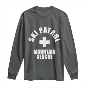 Ski Patrol Mountain Rescue Long Sleeve Shirt Winter Slopes Skiing Snowboarding TS11 Dark Heather Print Your Wear