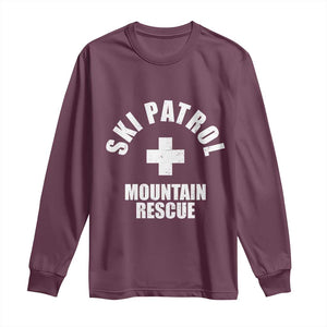 Ski Patrol Mountain Rescue Long Sleeve Shirt Winter Slopes Skiing Snowboarding TS11 Maroon Print Your Wear
