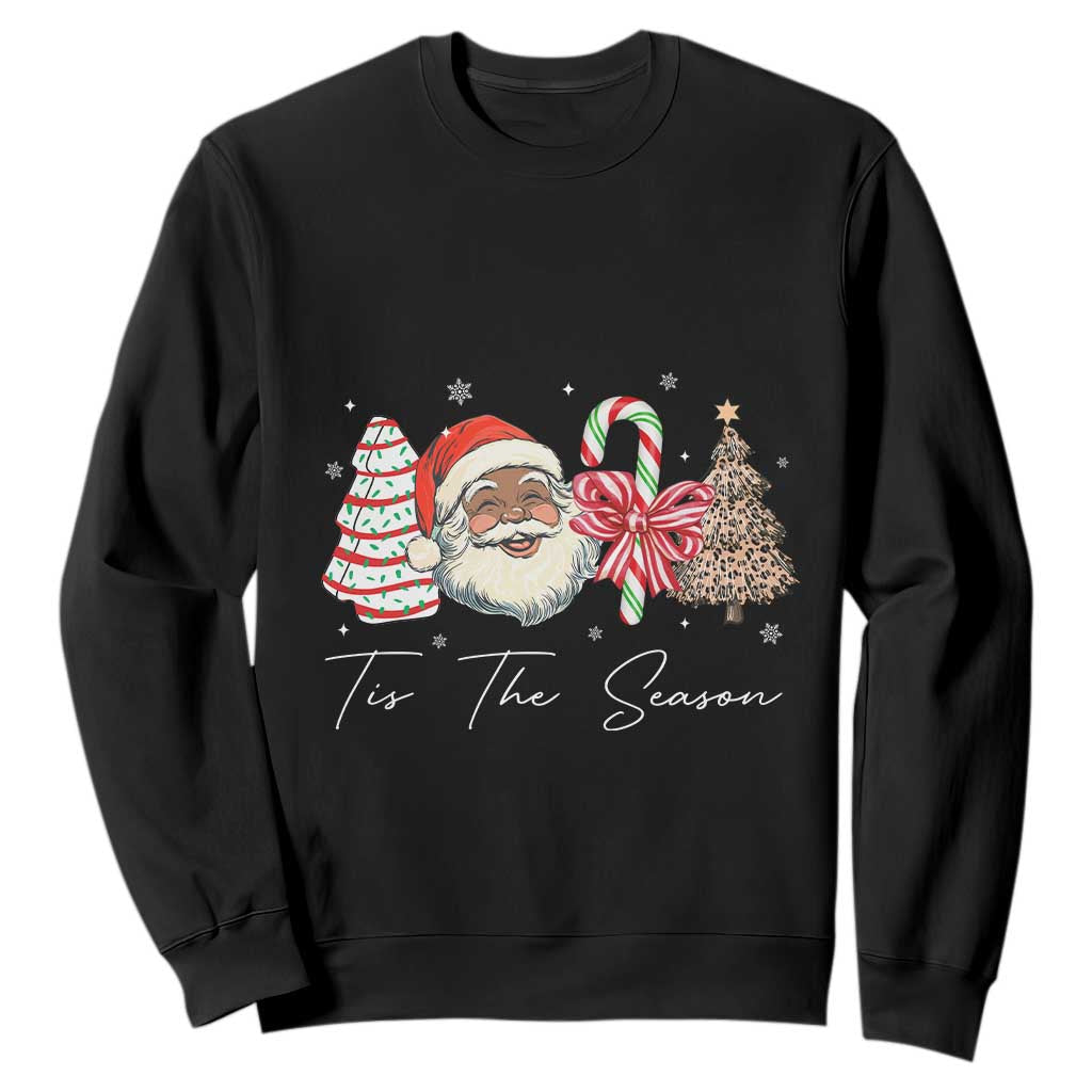 Funny Black Christmas Sweatshirt Tis The Season African American Santa TS11 Black Print Your Wear