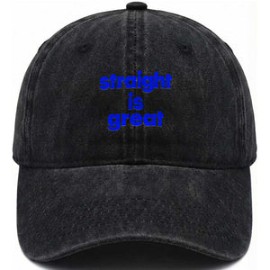 Straight Is Great Washed Cotton Baseball Cap Funny LGBT Boot Camp Instructor