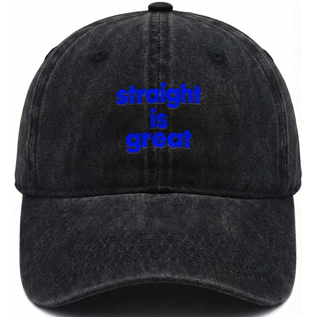 Straight Is Great Washed Cotton Baseball Cap Funny LGBT Boot Camp Instructor