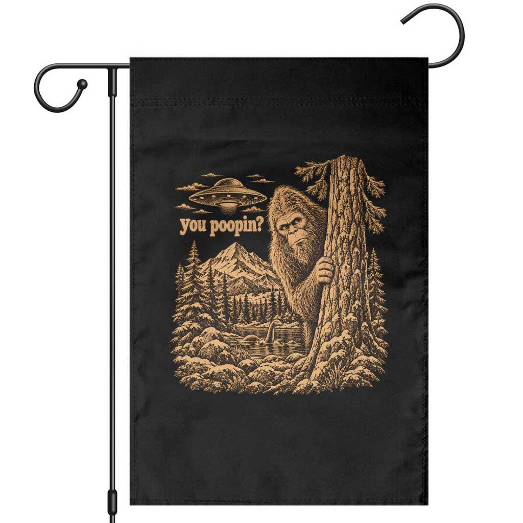 You Poopin Bigfoot Funny Cryptid UFO Loch Ness Monster Garden Flag