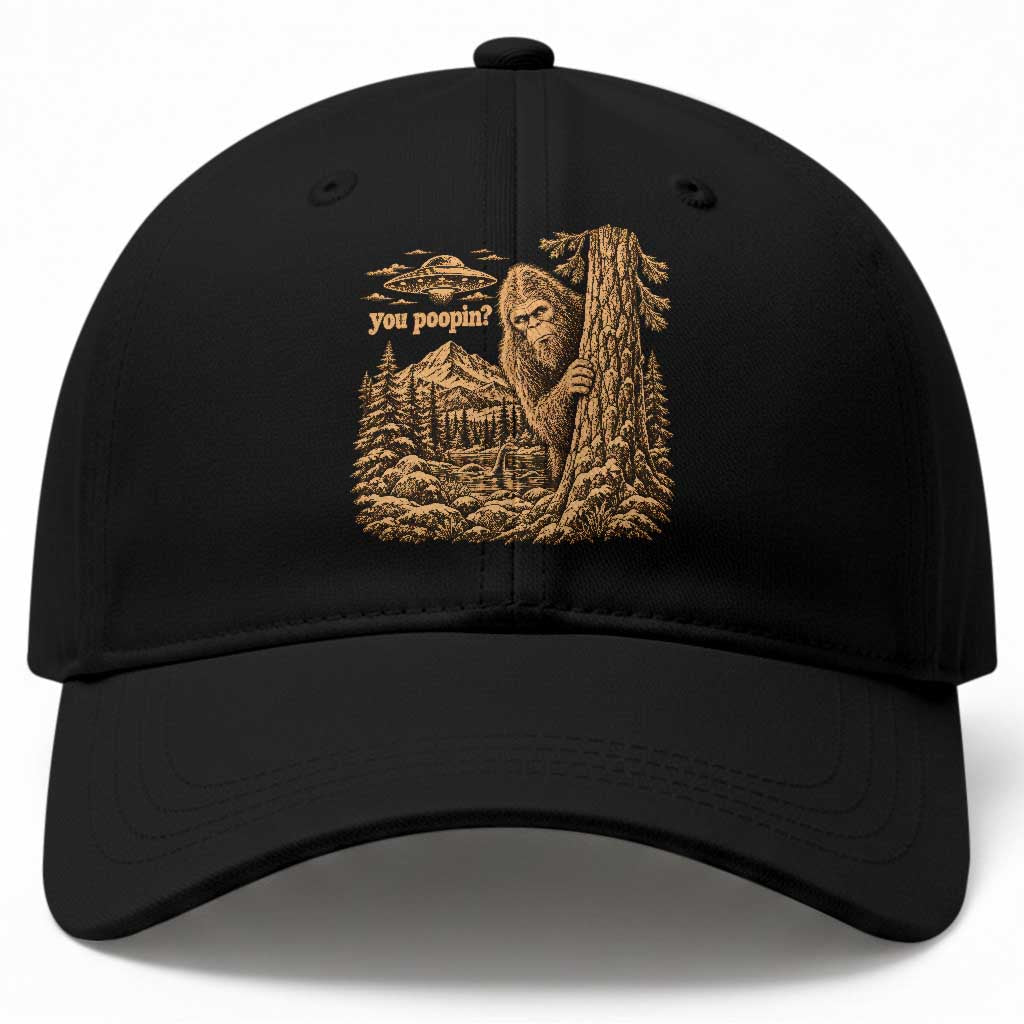You Poopin Bigfoot Funny Cryptid UFO Loch Ness Monster Baseball Cap