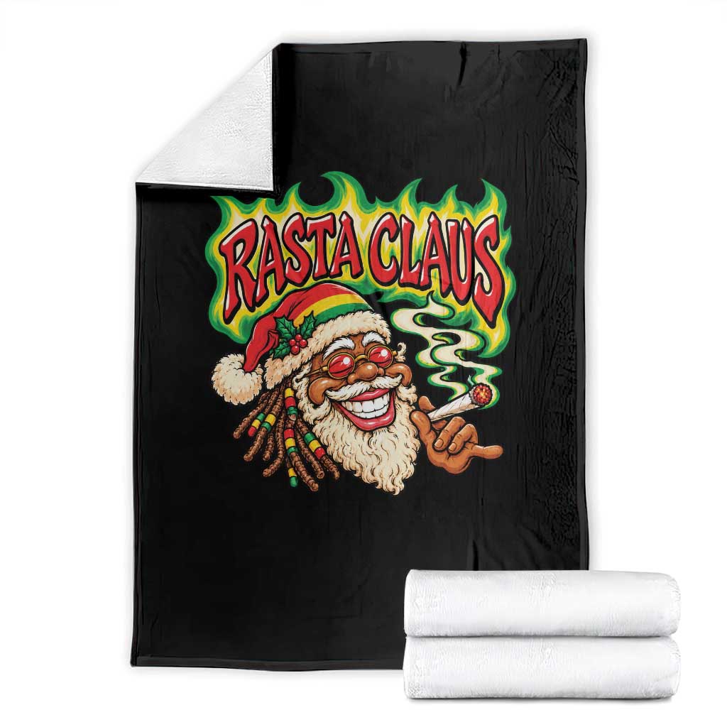 Funny Jamaican Christmas Santa Throw Blanket Rasta Claus Reggae Smoking Weed Marijuana