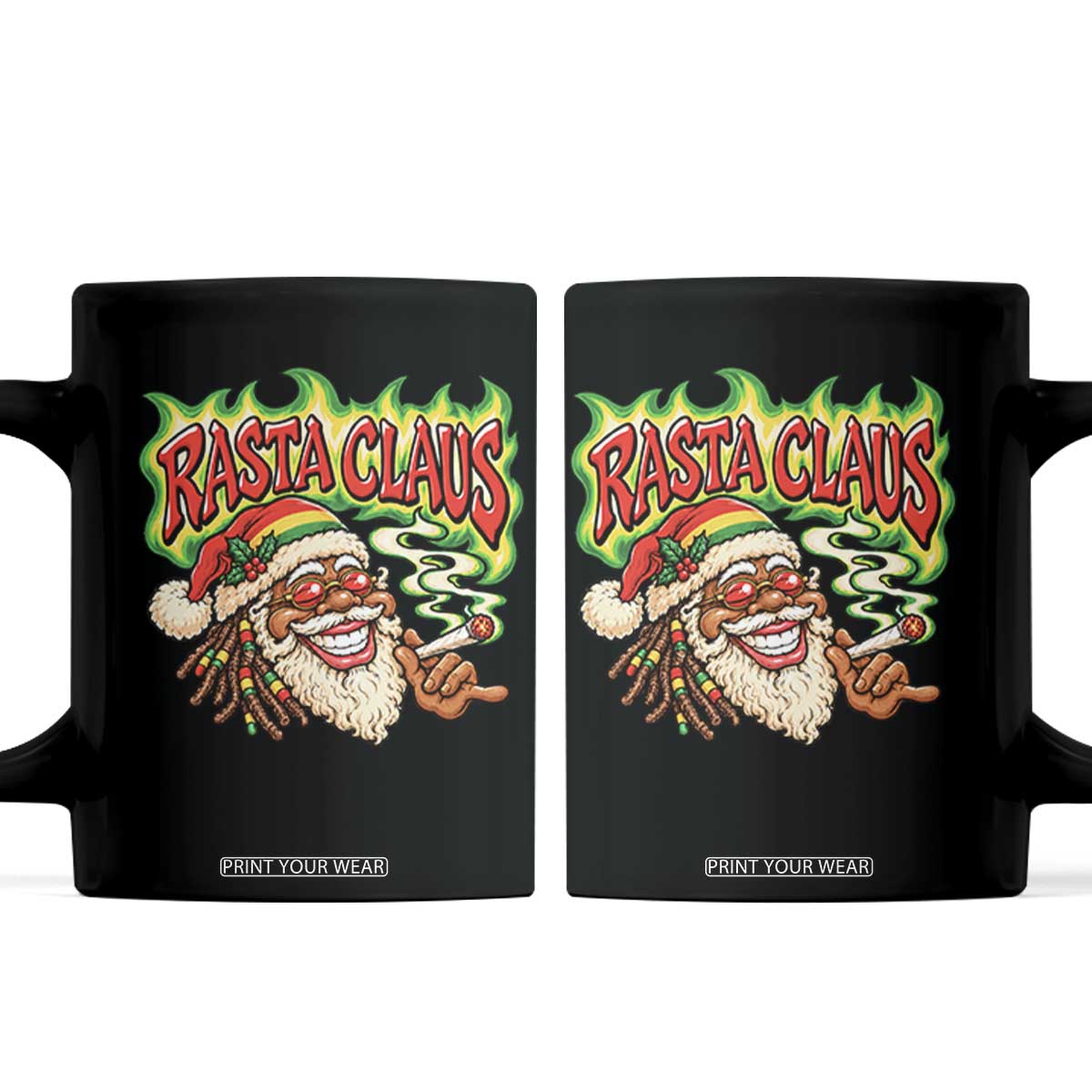Funny Jamaican Christmas Santa Coffee Mug Rasta Claus Reggae Smoking Weed Marijuana