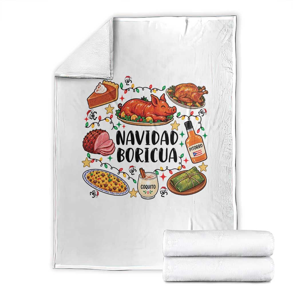 Funny Puerto Rican Christmas Throw Blanket Navidad Boricua Xmas Holiday Food