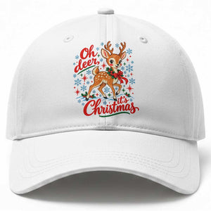Oh Deer It Is Christmas Baseball Cap Retro 90s Reindeer Xmas Holiday Season