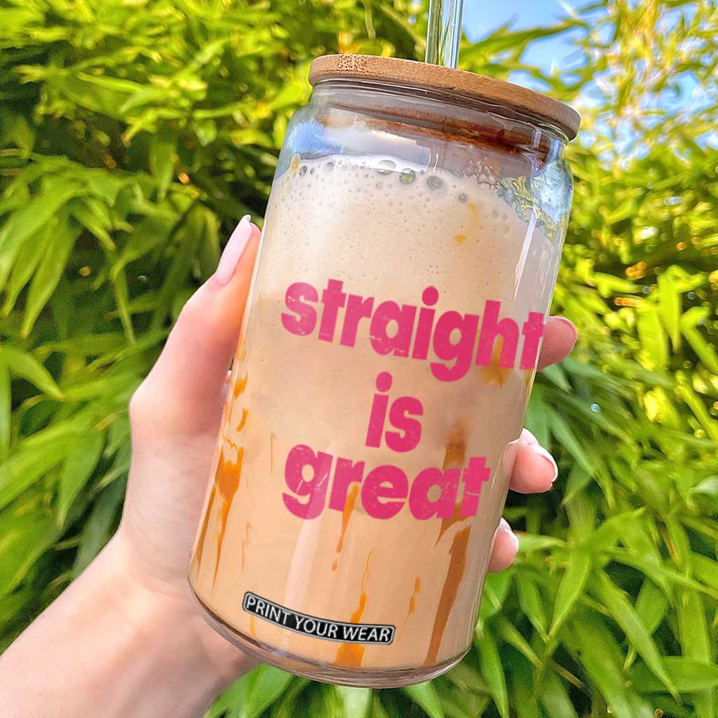 Straight Is Great Glass Can Funny LGBT Pink Distressed Boot Camp Instructor