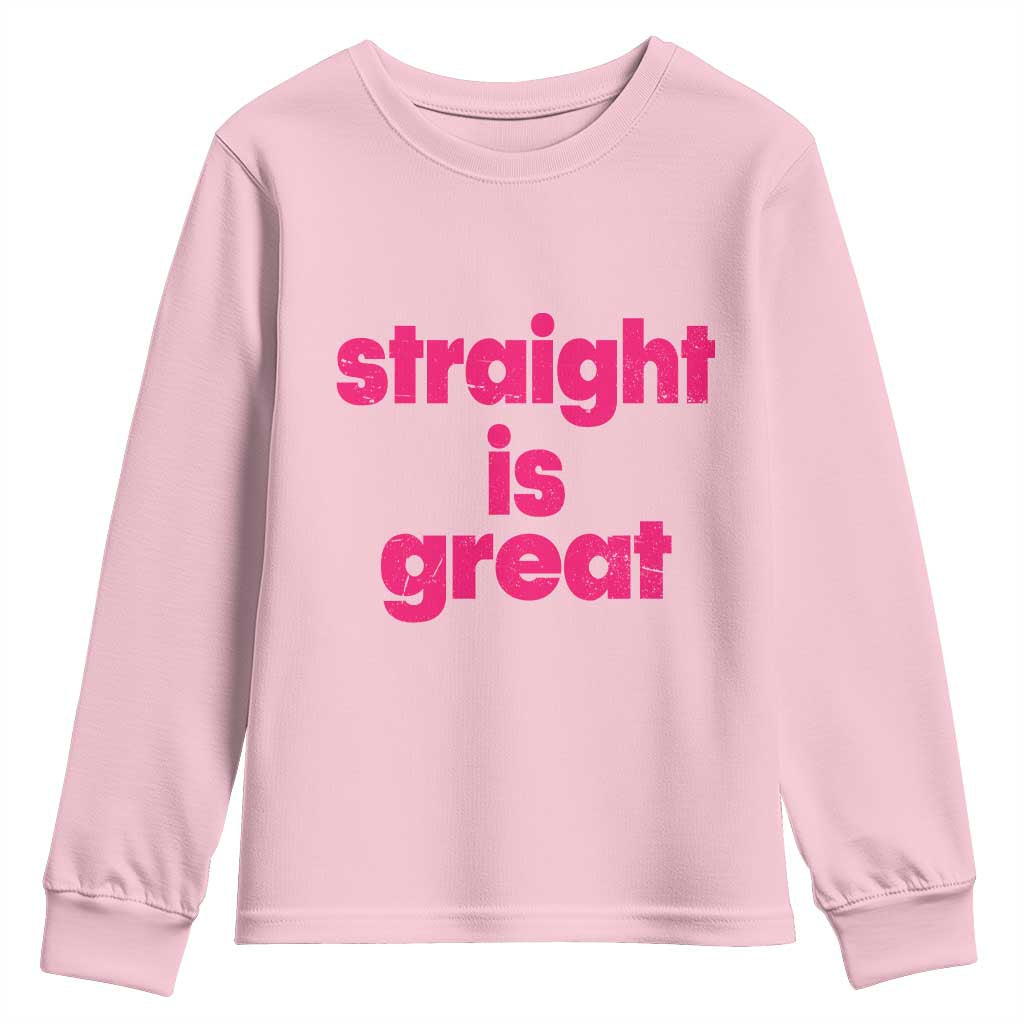 Straight Is Great Youth Sweatshirt Funny LGBT Pink Distressed Boot Camp Instructor