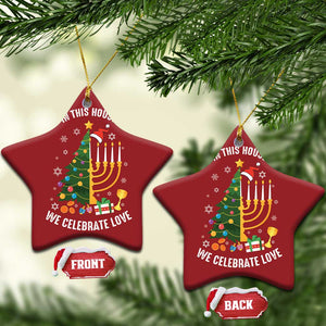 Funny Chrismukkah Hanukkah Xmas Christmas Ornament In This House We Celebrate Love Xmas Tree Menorah TS11 Star Red Print Your Wear