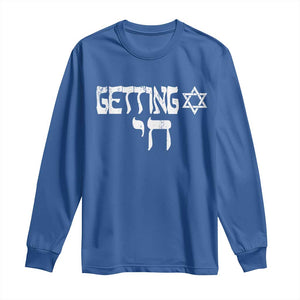 Funny Hebrew Long Sleeve Shirt Getting Chai Jewish Vintage David Star TS11 Royal Blue Print Your Wear