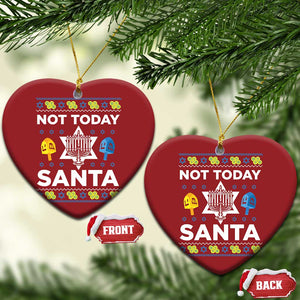 Funny Jewish Hanukkah Christmas Ornament Not Today Santa Hebrew David Star TS11 Heart Red Print Your Wear