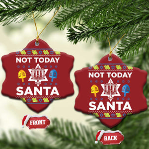 Funny Jewish Hanukkah Christmas Ornament Not Today Santa Hebrew David Star TS11 Snow Flake Red Print Your Wear