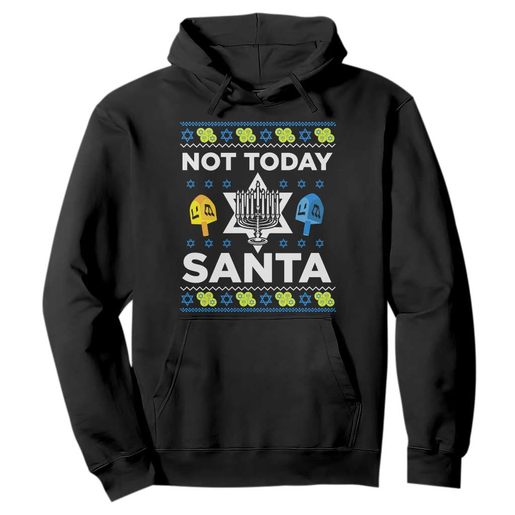 Funny Jewish Hanukkah Hoodie Not Today Santa Hebrew David Star TS11 Black Print Your Wear