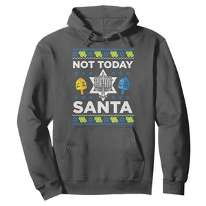 Funny Jewish Hanukkah Hoodie Not Today Santa Hebrew David Star TS11 Dark Heather Print Your Wear