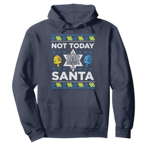 Funny Jewish Hanukkah Hoodie Not Today Santa Hebrew David Star TS11 Navy Print Your Wear