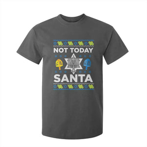 Funny Jewish Hanukkah T Shirt For Kid Not Today Santa Hebrew David Star TS11 Dark Heather Print Your Wear