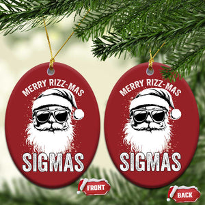 Funny Xmas Santa Christmas Ornament Merry Rizzmas Sigmas Charisma Rizz Santa Claus TS11 Oval Red Print Your Wear