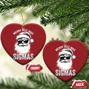 Funny Xmas Santa Christmas Ornament Merry Rizzmas Sigmas Charisma Rizz Santa Claus TS11 Heart Red Print Your Wear