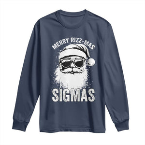 Funny Christmas Santa Long Sleeve Shirt Merry Rizzmas Sigmas Charisma Rizz Santa Claus TS11 Navy Print Your Wear