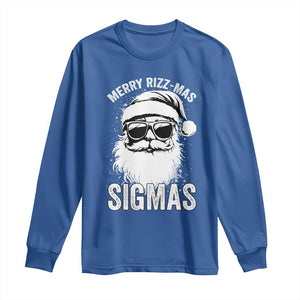 Funny Christmas Santa Long Sleeve Shirt Merry Rizzmas Sigmas Charisma Rizz Santa Claus TS11 Royal Blue Print Your Wear