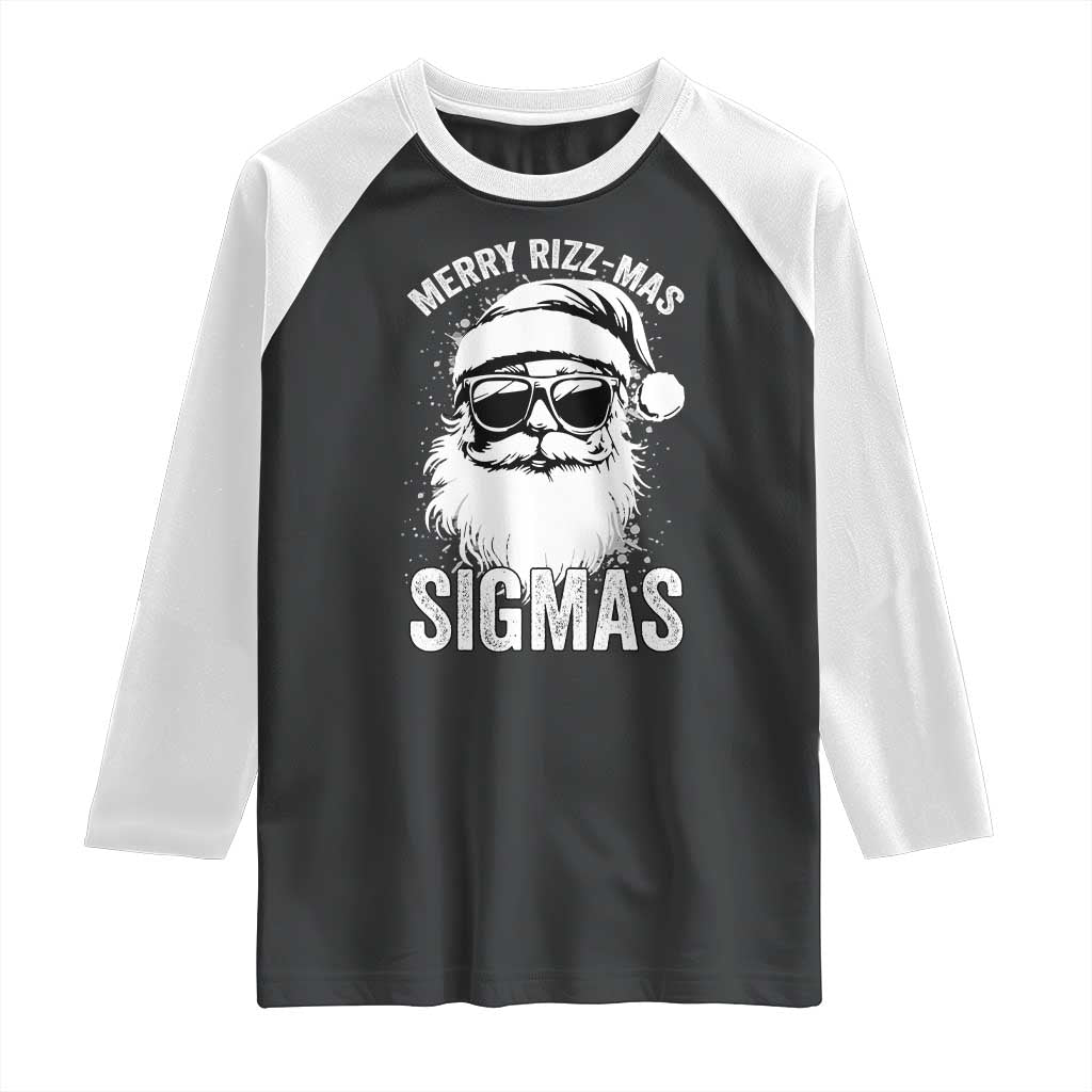 Funny Christmas Santa Raglan Shirt Merry Rizzmas Sigmas Charisma Rizz Santa Claus TS11 Black White Print Your Wear
