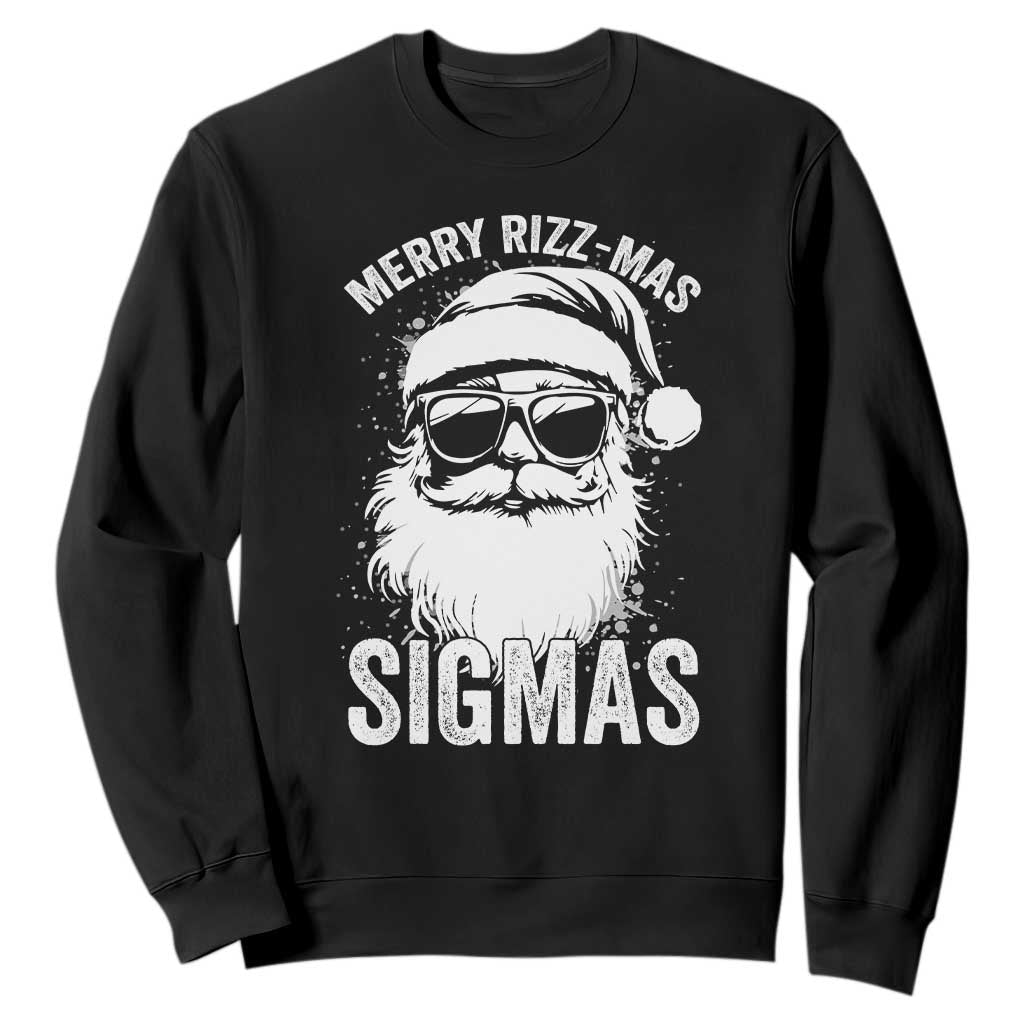 Funny Christmas Santa Sweatshirt Merry Rizzmas Sigmas Charisma Rizz Santa Claus TS11 Black Print Your Wear