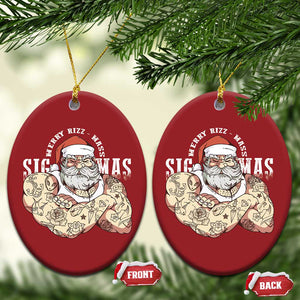 Funny Xmas Santa Christmas Ornament Merry Rizzmas Sigmas Charisma Rizz Santa TS11 Oval Red Print Your Wear